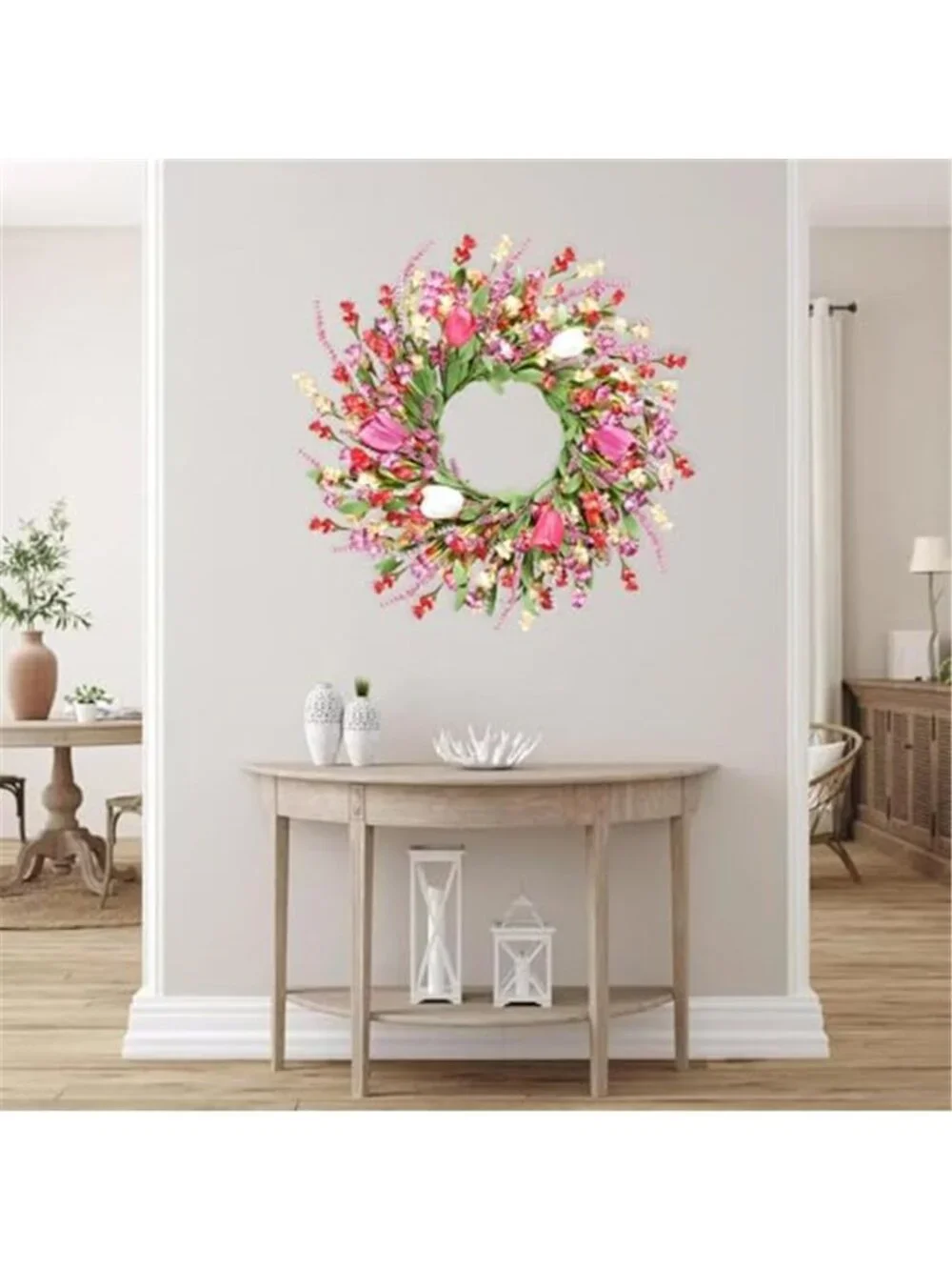 22 Inch Artificial Colorful Flower Summer Wreath